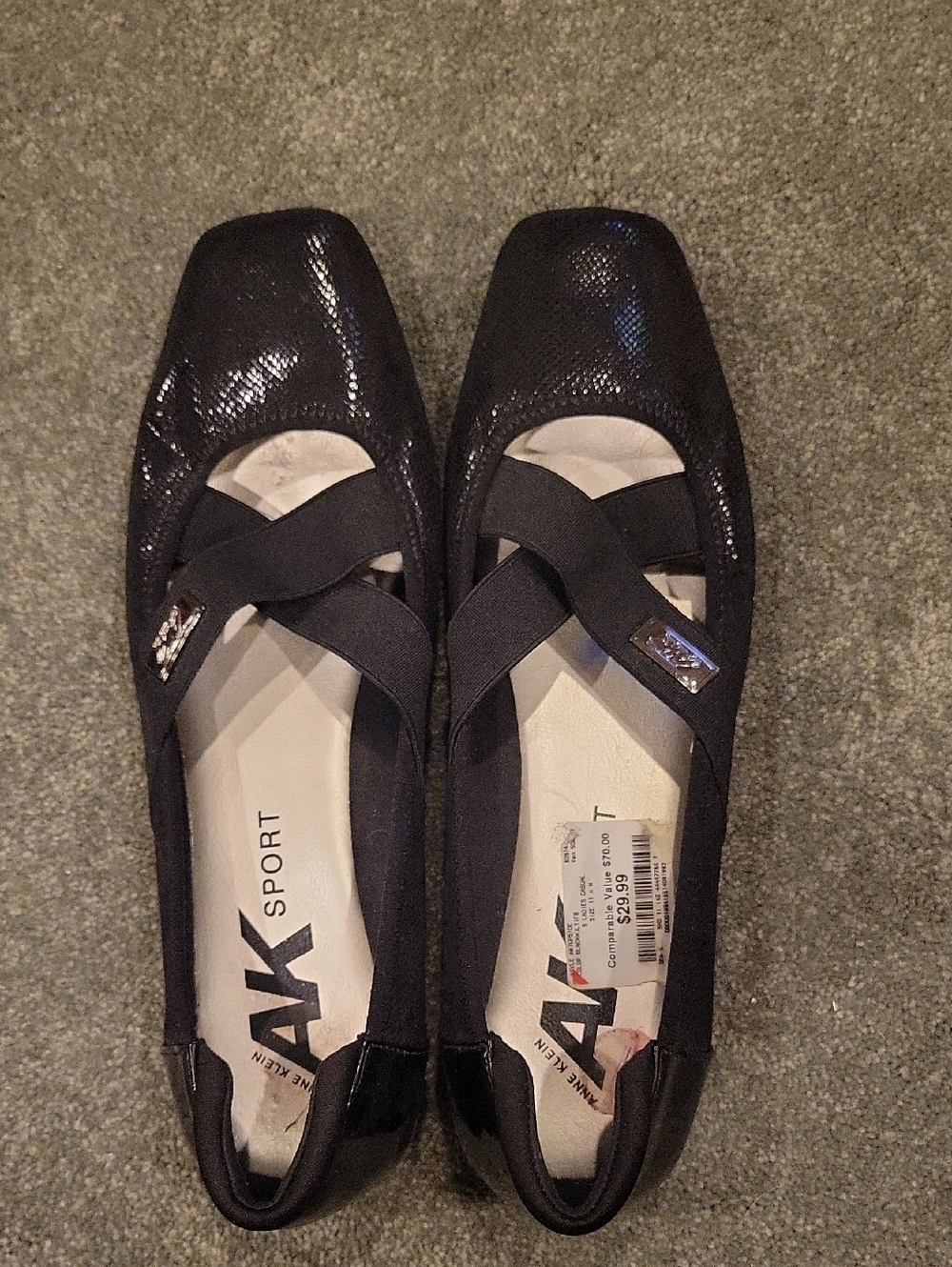 Anne Klein Sport Black Crisscross Ballet Flats Size 11M